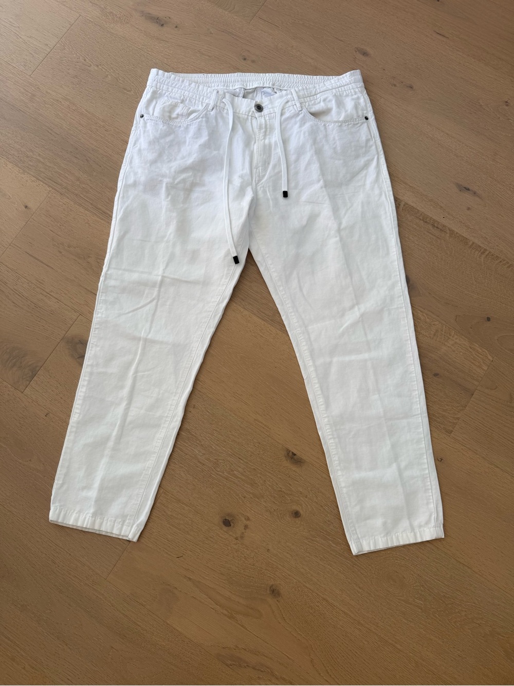 Massimo Dutti White Relaxed Linen Jogger pants men’s